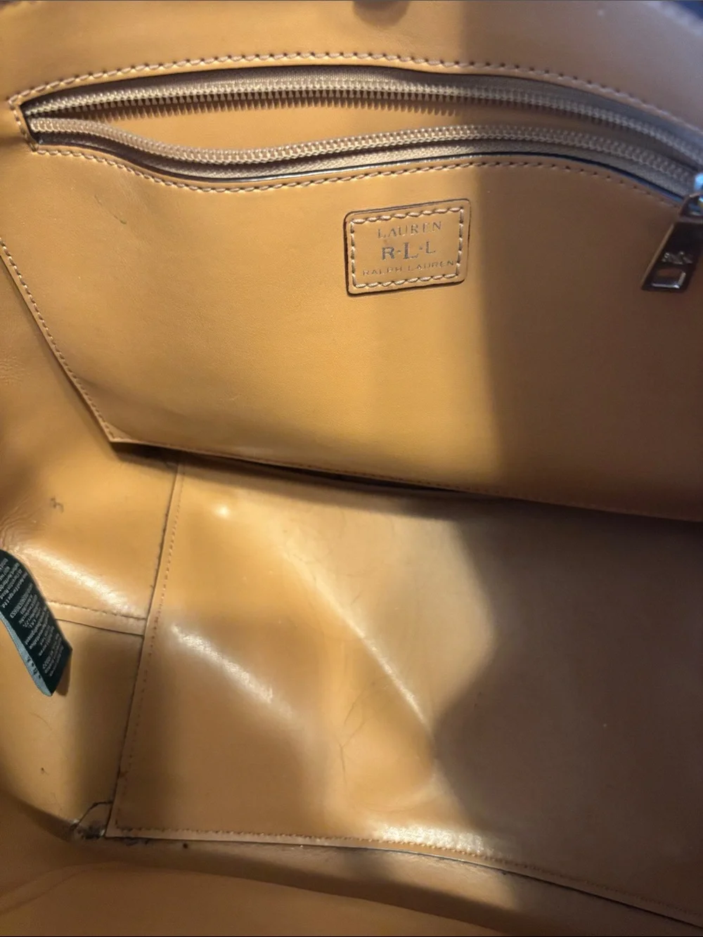 Polo Ralph Lauren Black and Tan Leather Tote Bag - Picture 2 of 3